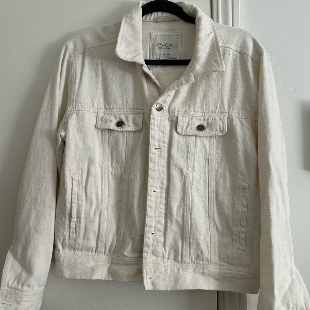 RVCA white denim jacket oversized